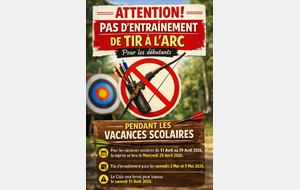 pas d'entraînement pendant les vacances scolaires